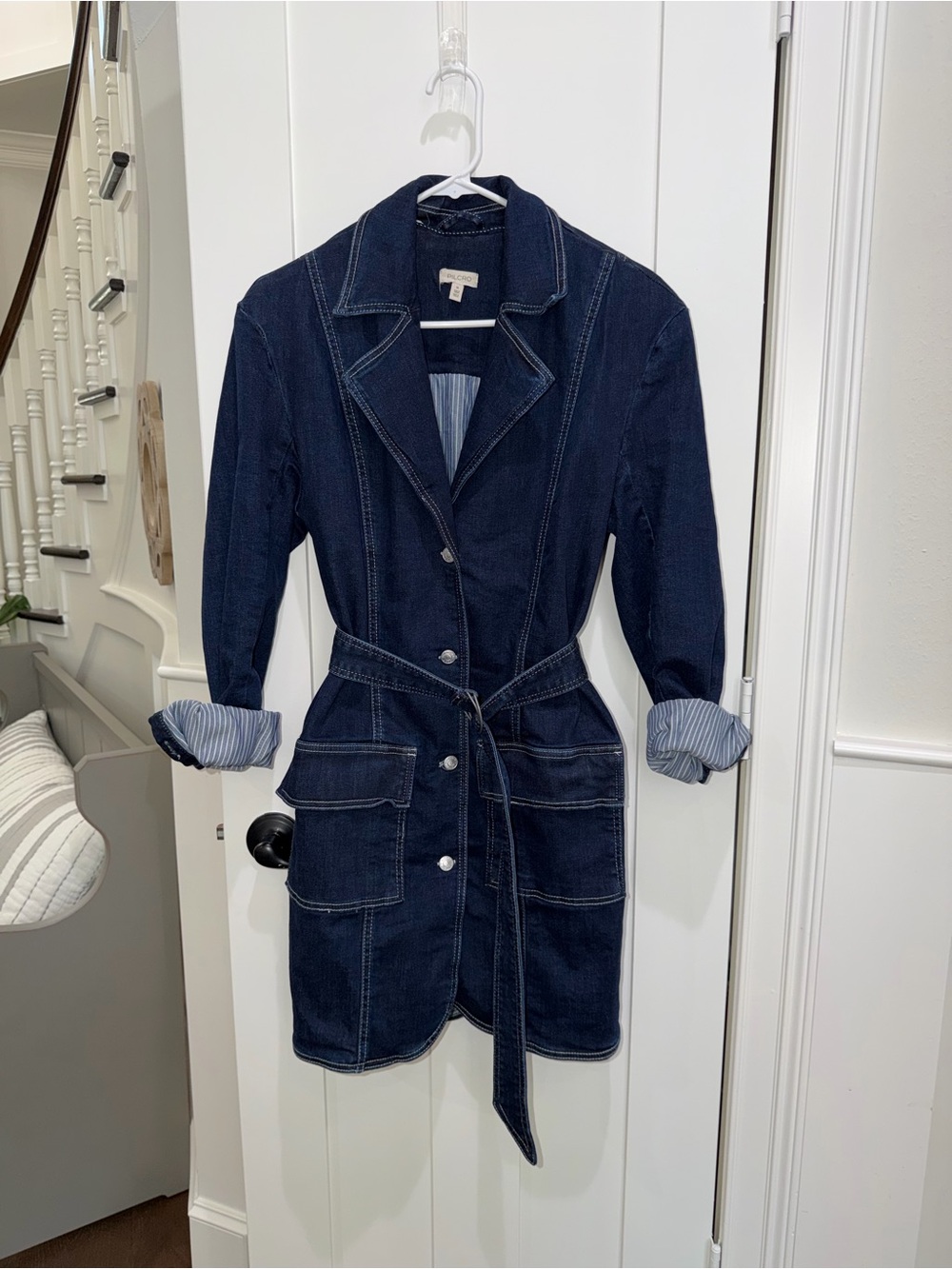 Dark Blue Denim Belted Trench Coat/Dress- Women's